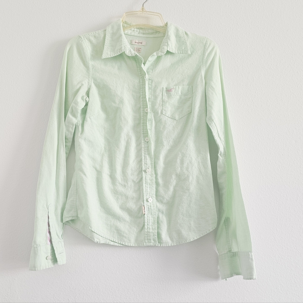 Vintage Hollister Mint Green Y2K Button Down Blouse Medium